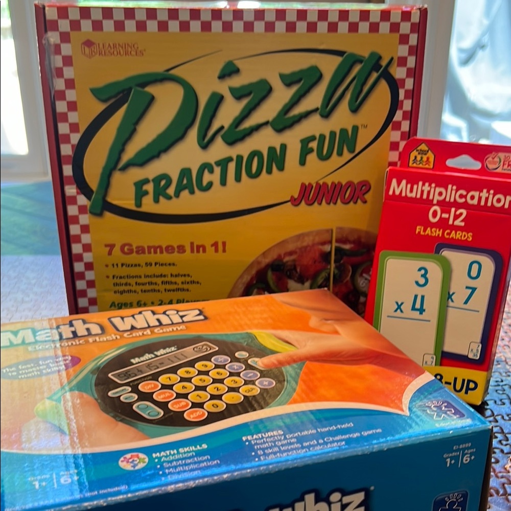 Math Whiz Electronic Flash Card Game, Pizza Fraction Fun and Multi Flash Cards